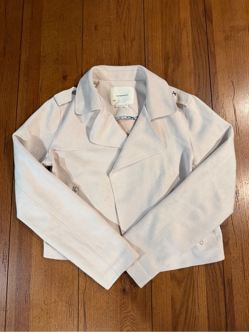 Anthropologie Blush Pink Faux Suede Moto Jacket NWT Size M